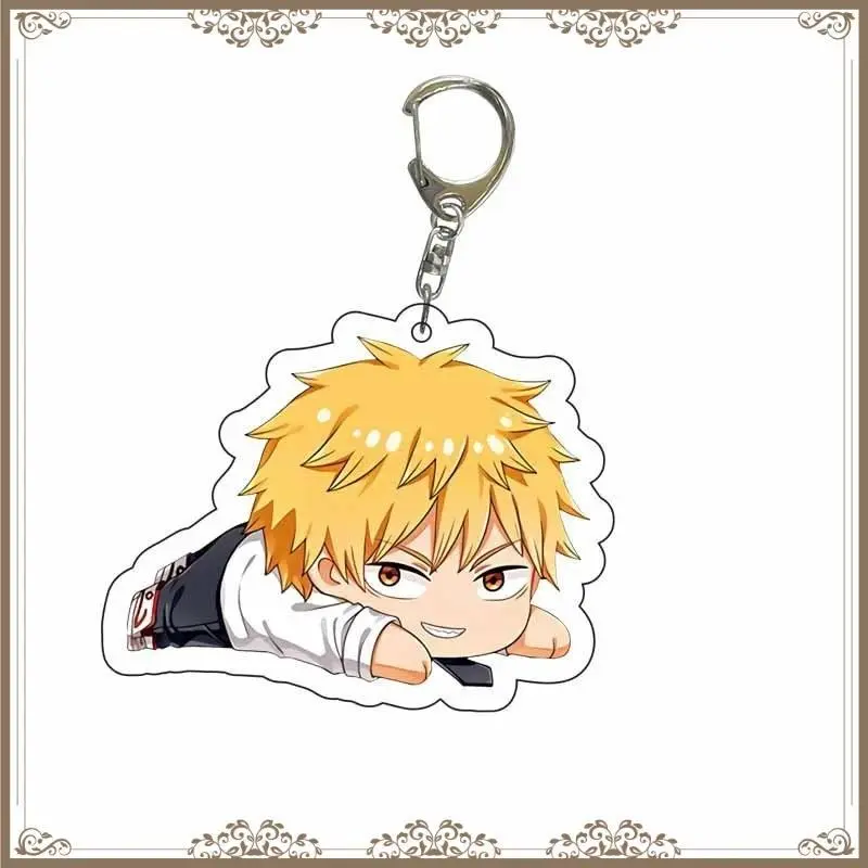 Pochita Makima Chainsaw Man Anime Keychain Cute Cartoon Manga Acrylic Bag Keyrings Baji Fans Trendy Collections