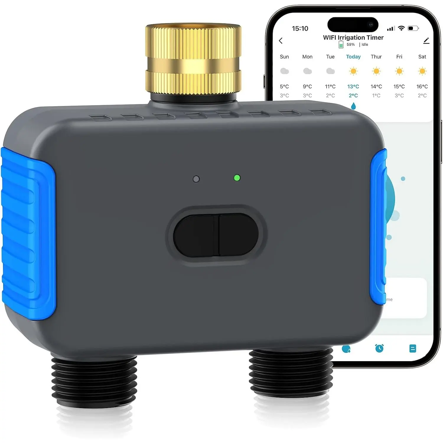 WiFi Sprinkler Timer,   Hose Timers | Water Timer for Garden Hose with APP, Digital Irrigation Compatible with Alexa , for Outdoor Garden Lawn, 2 Outlet
