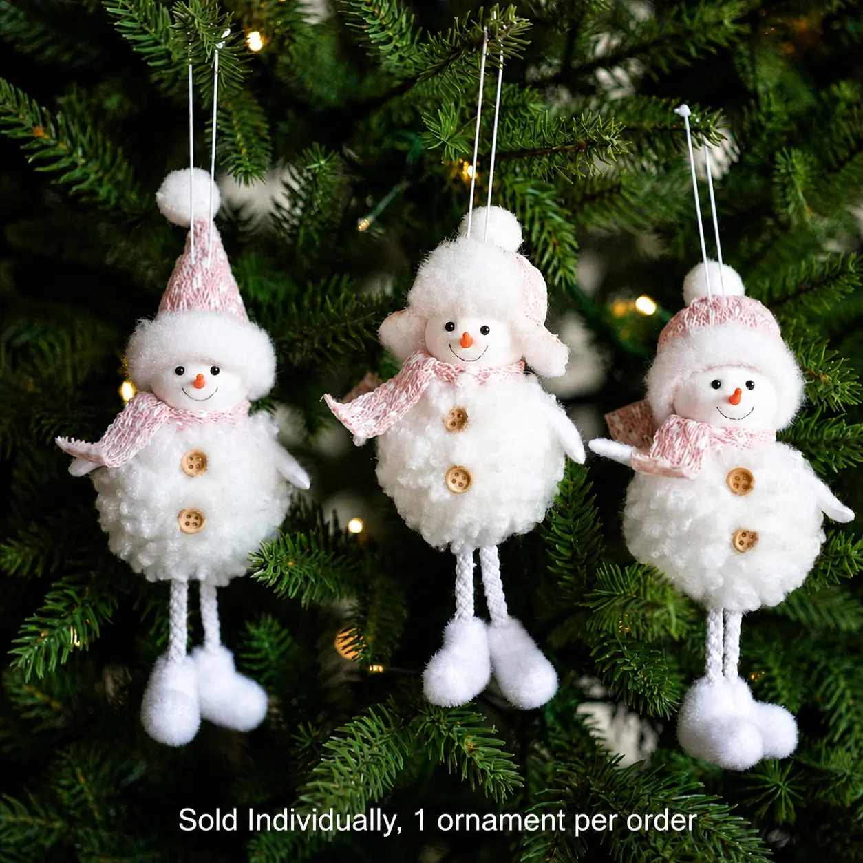 Knitted Hat Plush Snowman Christmas Tree Ornament, Festive Holiday Decoration, Small Hanging Decorative Piece, Perfect for Christmas Atmosphere