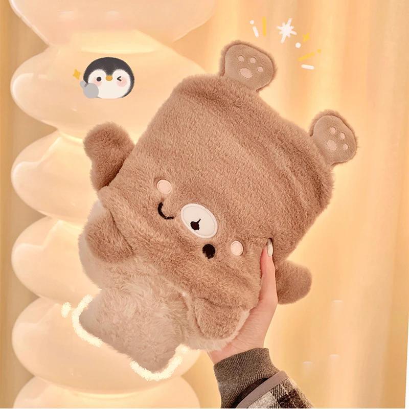 Kawaii Insulation Hot Water Bottle Plush Rubber Hand and Foot Belly Warmer Explosion-proof Hot Water Bag for Women Period Cute