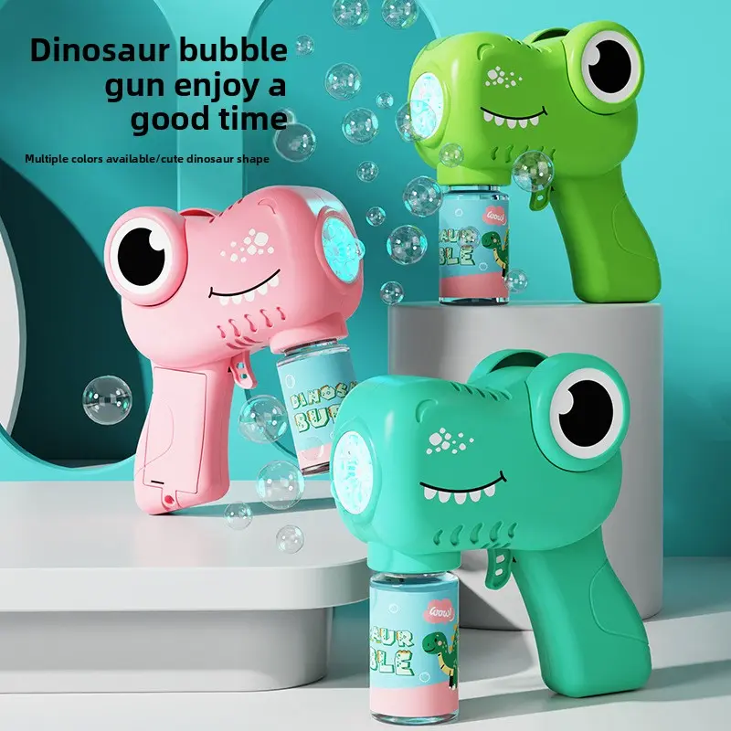 Fully automatic bubble machine for kids, featuring a trendy new handheld dinosaur bubble gun design. A must-have toy for outdoor play and a fantastic gift for children and holidays (batteries not included, requires 4 AA batteries)