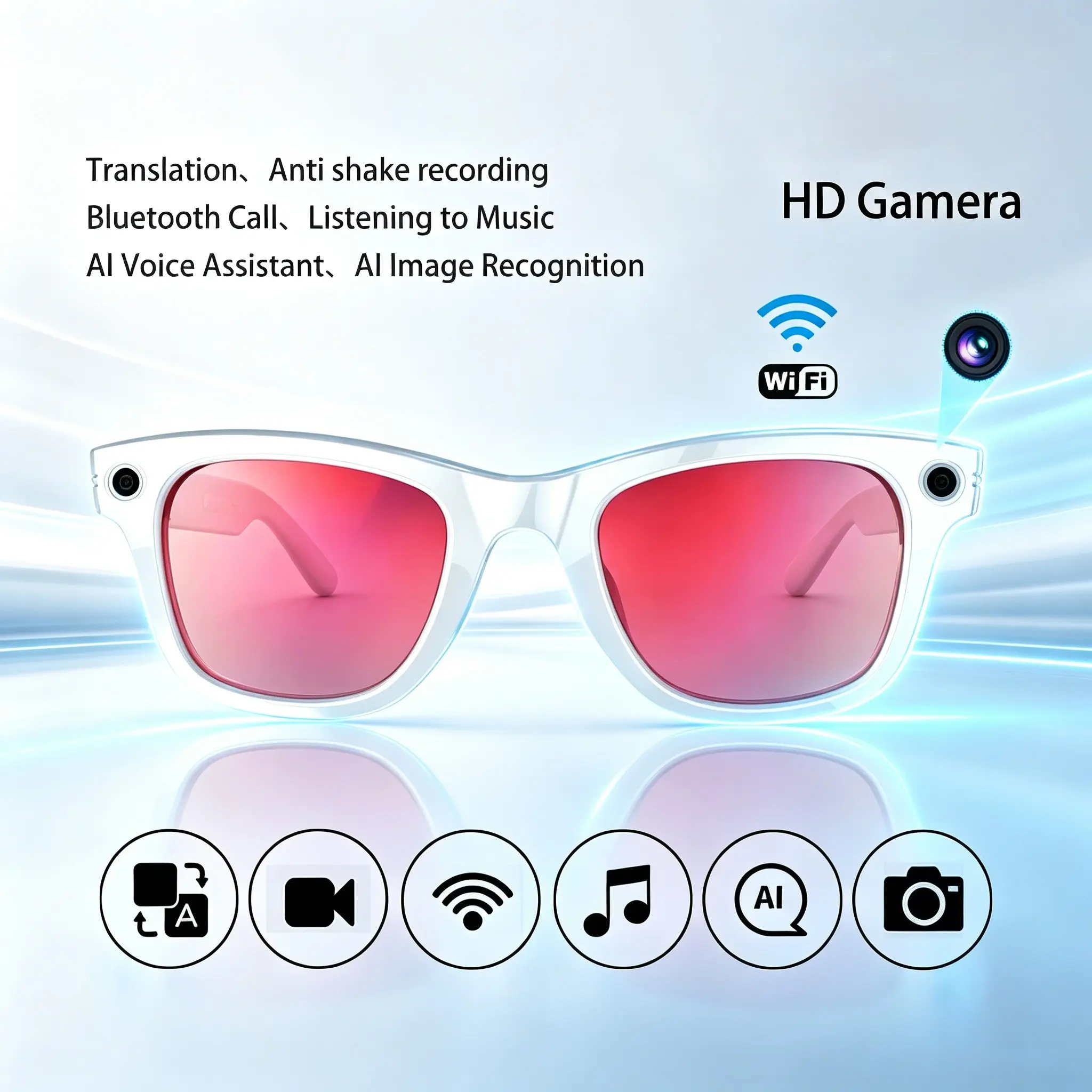 2026 New W610 Smart Glasses, 1080P HD Video Camera, Long Battery Life, Bluetooth-compatible Call, Ai Translation, Color-Changing Sunglasses