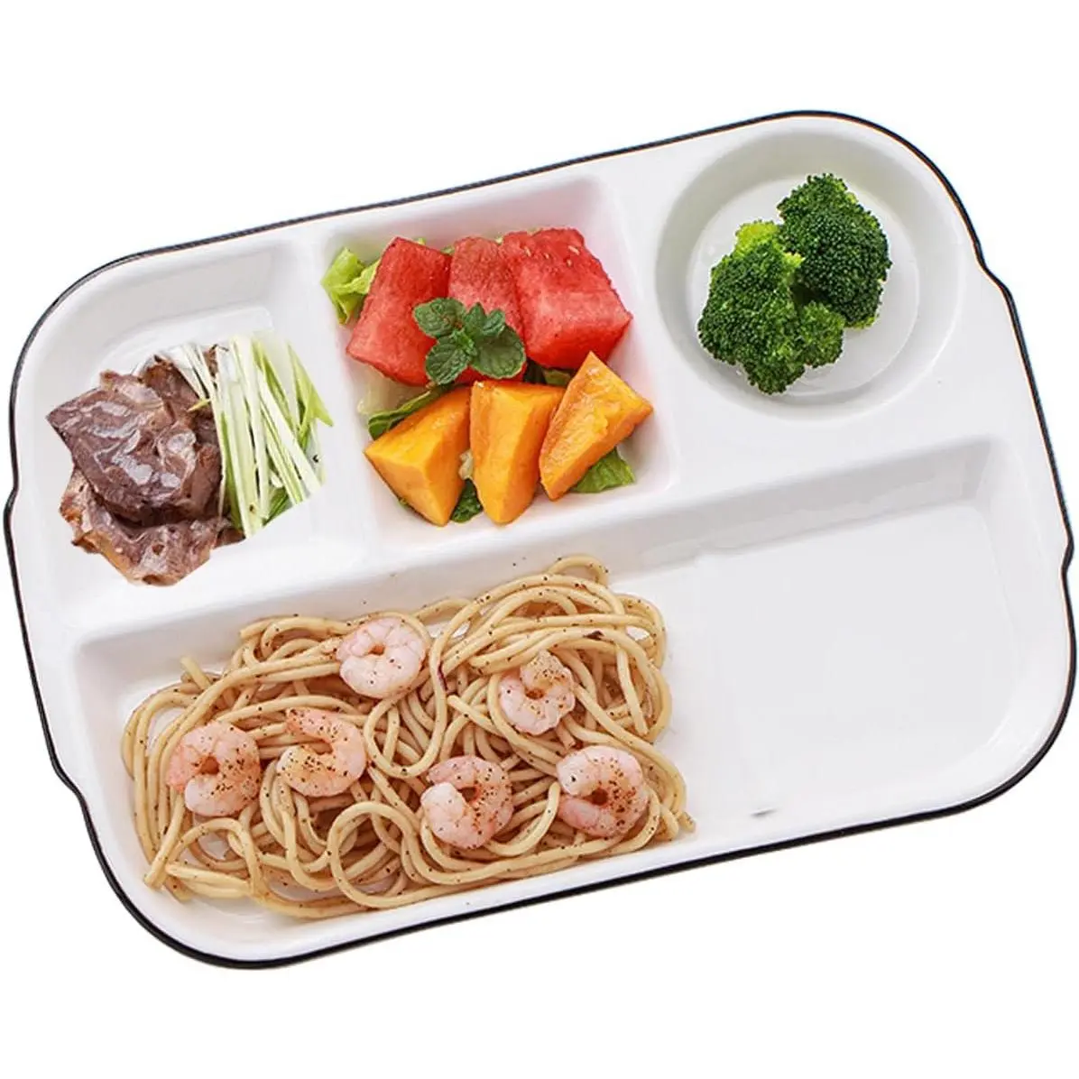Large White Dinner Plates Ceramic Divided Plate 12 Inch 4 Compartment Porcelain Portion Control Plate for Adults Bariatric Diet - Microwave, Oven, and Dishwasher Safe