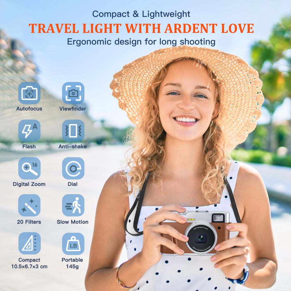 Digital Camera Auto Focus 48MP Vlogging Camera Anti-Shake Video Camera with Viewfinder Flash & Dial