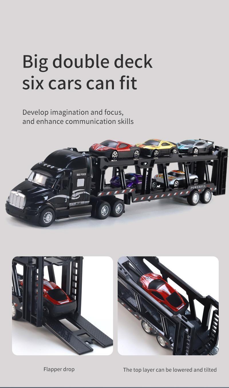 Alloy Toy Car Big Truck Container Truck Transporter Boy Model Set Christmas Halloween Gift