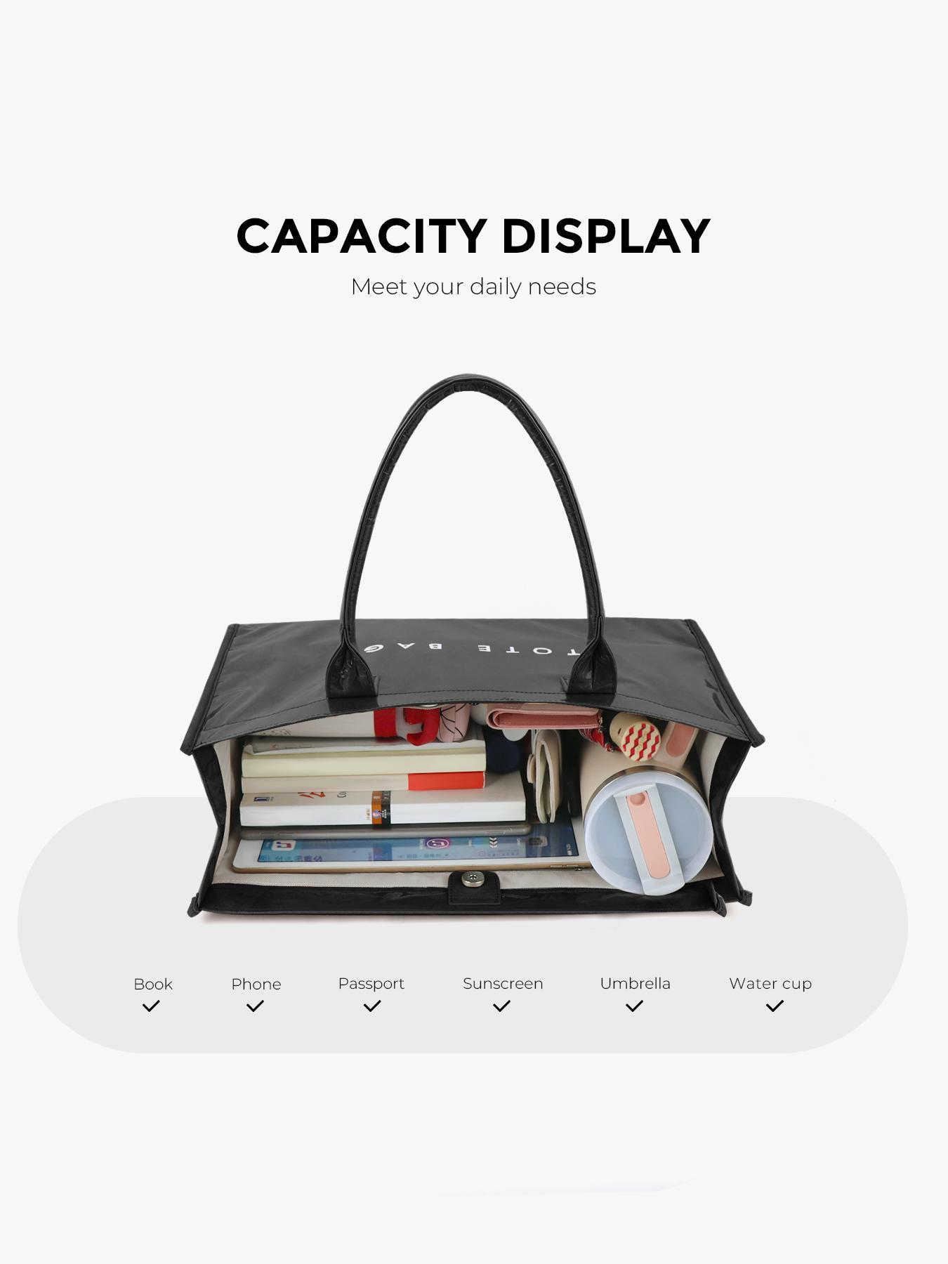 Fashionable Transparent Tote Bag, Casual Large Capacity Handbag for Women, Minimalist Stylish Commuter Purse, Stylish Square Bag, Shiny Stylish Bag