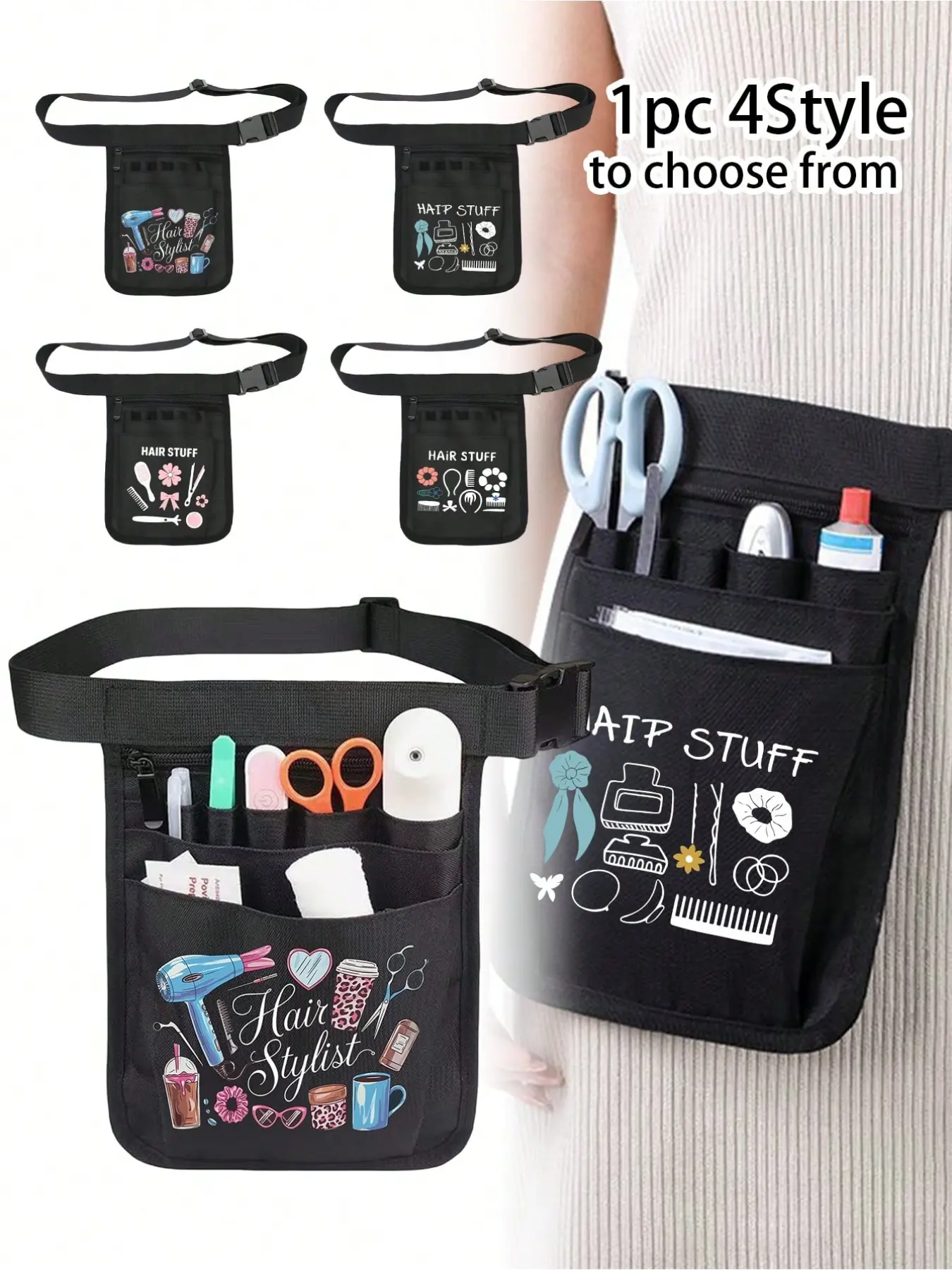 Hairdressing Tool Organizer Bag, Large Capacity Crossbody Waist Pack, Adjustable Strap, Durable, Ideal for Hairdressers and Medical Staff