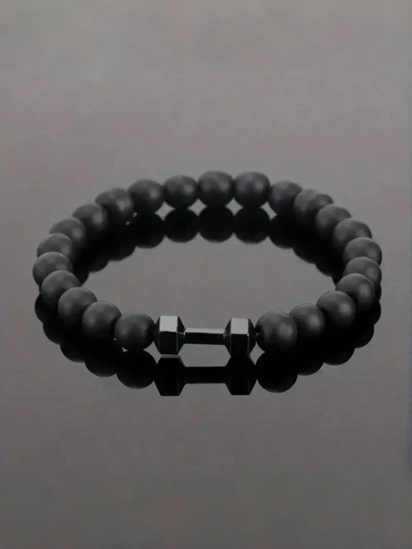 1pc Matt Bead Dumbbell Design Men's Bracelet - Fashionable Fitness Style Bracelet Gift, Showcases Personalized And Strength, Perfectly Matches Gym Gear And Daily Outfits Fathers Day Gift School Jewelry Men Y2k Accessories Goth Chains Jeans Accessories Got