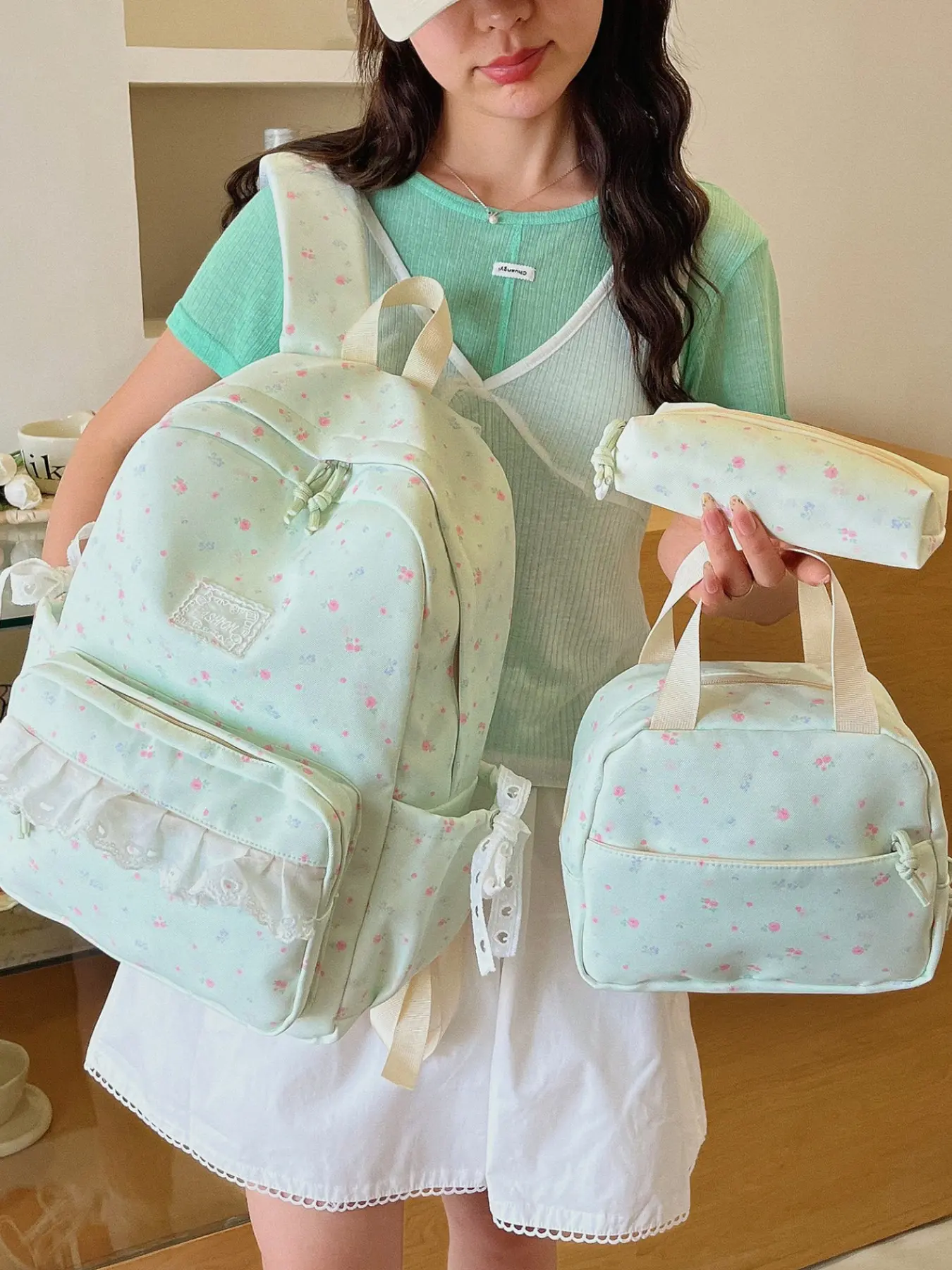 2026 New Three-Piece Backpack Set, Polka Dot Sweet Shoulder Bag, Large Capacity School Backpack for Girls, Cute Fresh Style Nylon Backpack