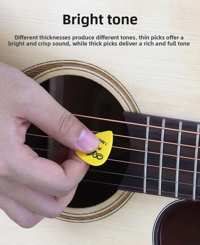 100-piece guitar picks, with storage box, mixed pack, in various colors, 6 different thicknesses, suitable for bass, electric guitar, acoustic guitar, metal guitar, ukulele