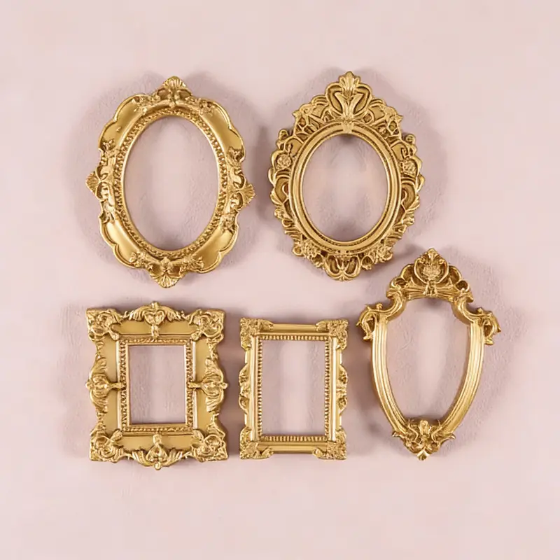 5 Piece Exquisite Baroque Mini Carved Photo Frames Aesthetic Shooting Background DIY Craft Accessories