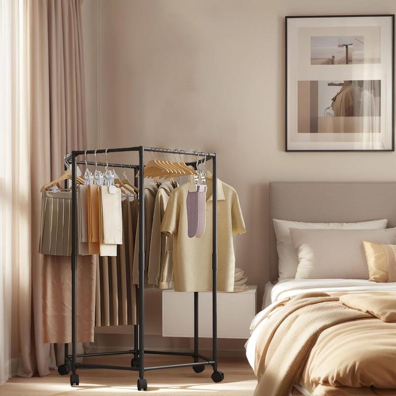 360 °   Rotatable Clothes Drying Rack, Space-Saving, Detachable And Portable, Suitable For Bedrooms, Balconies, And Dormitories, High-Capacity Metal Clothes Rack