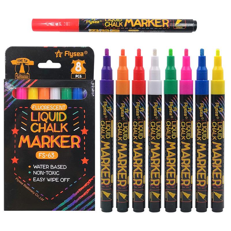 Liquid Chalk Marker, 8 Colors Luminous Pen, Led Pen, Fluorescent Luminous Pen, Advertising Pen, DIY Craft Pens, School Supplies, Coloring Markers