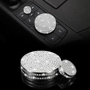 TOMALL Bling Center Console Multimedia Knob Button Cover Compatible with Cadillac CT5 CT6 XT4 XT5 XT6 Crystal Media Button Cover Trim Bling Interior Modification Trims for Car Accessories