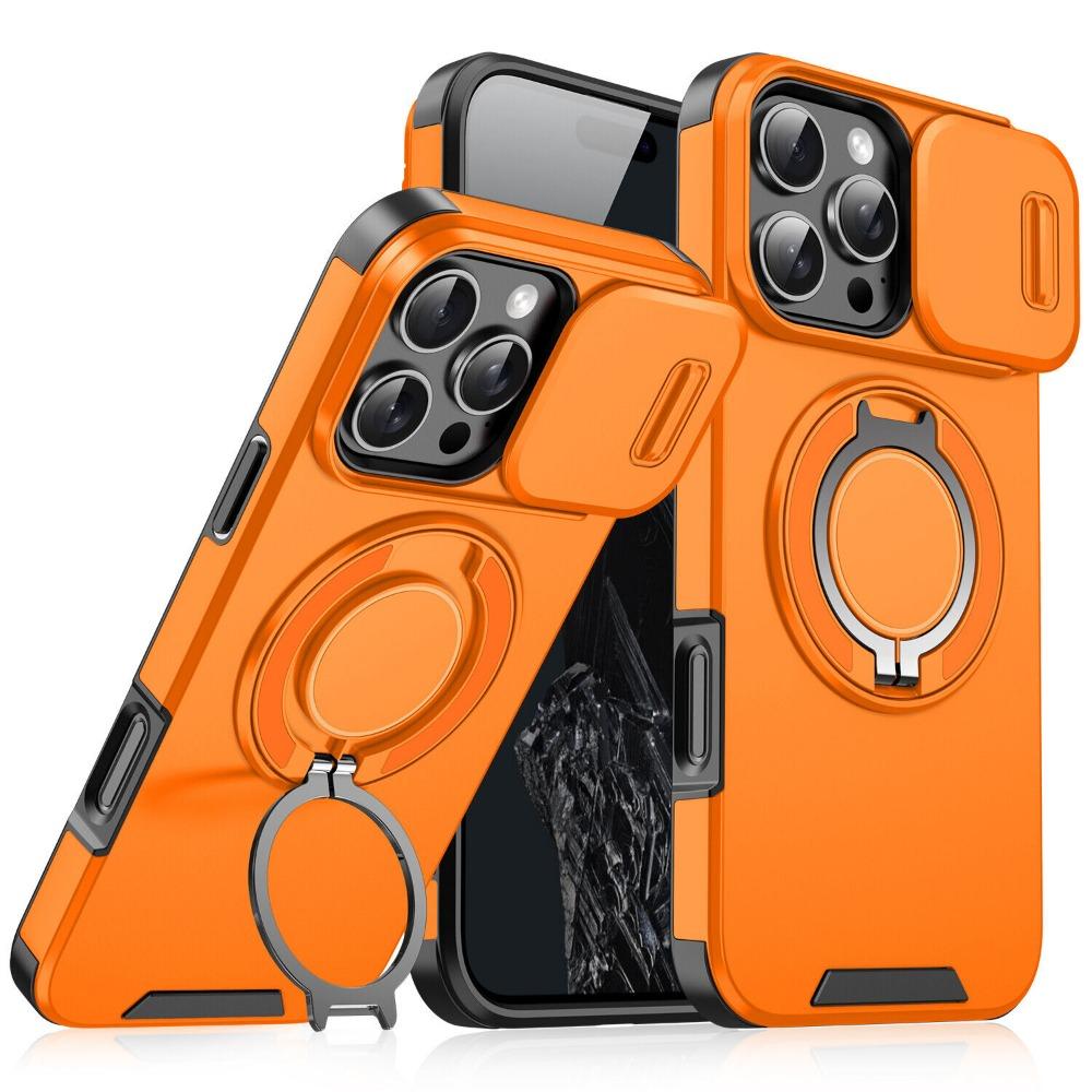 OREKROY Case For iPhone 17 16 15 Pro Max 17Air Plus 14 13 12 with Slide Camera Lens Protection Cover,360 Rotating Ring Kickstand MagSafe Magnetic Holder Military Grade Shockproof Protective Phone Cover