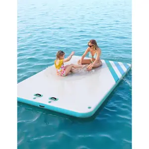 Inflatable Floating Dock with Non-Slip Surface, Air Pump & Carry Bag – Thick Lake Float Platform for Pool, Beach, Ocean