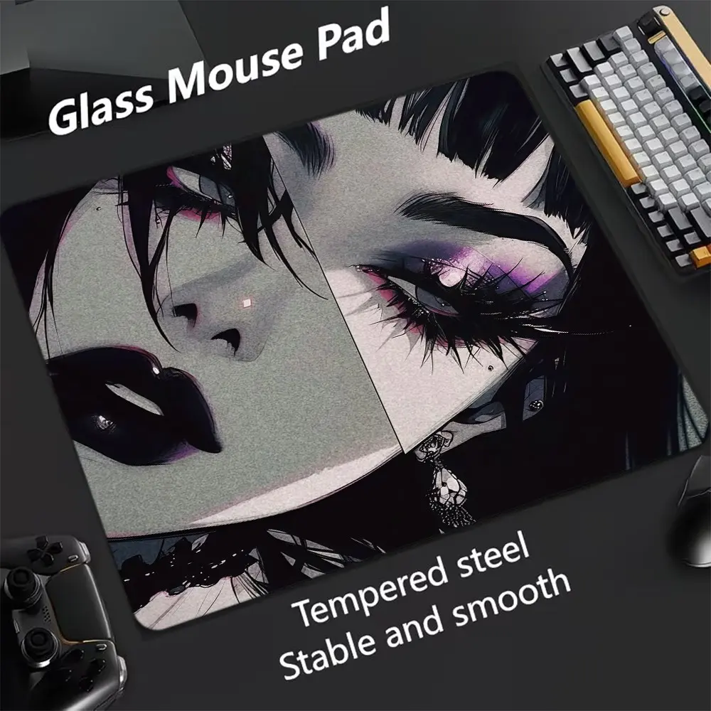 Anime Girl Glass Mouse Pad, Ultra Smooth Tempered Glass, Large Size Gaming Mouse Pad, Ideal for Esports and Office Use