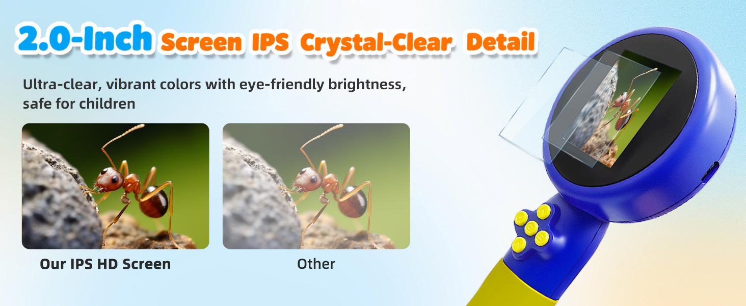 1080P Digital Microscope for Kids with Bug Catcher Kit - Handheld STEM Science Toy, Rechargeable, Portable, Supports 64GB TF Card, Educational Gift for Ages 3-12 (Blue)