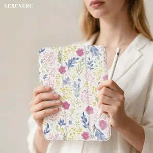iPad case ipad accessories Watercolor Pink Floral Pattern PU TPU iPad Case - 3-Fold Stand, Pen Slot, Shockproof, Auto Wake/Sleep, Fall & Back to School Gift for iPad Air 11inch, A16, 9th/10th/11th Gen, fits iPad Pro 12.9/11/10.9, Air 10.9/10.5, Mini 8.3,