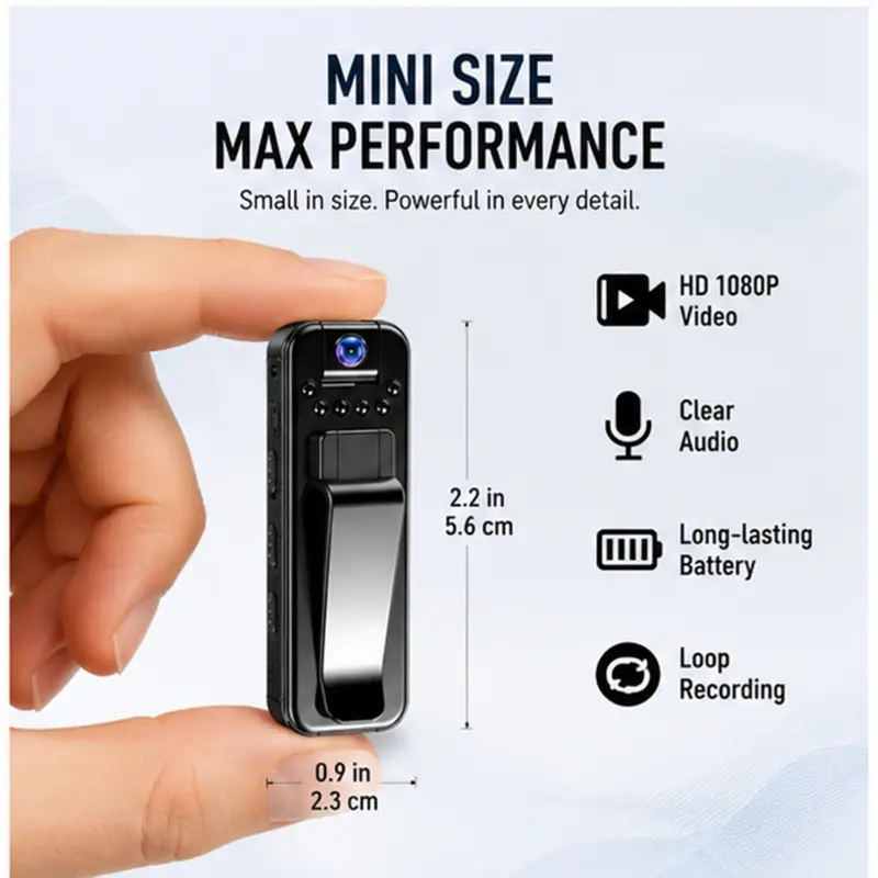 Wearable Work Recorder Portable Clip On Video Camera 180 Adjustable Lens Built In IR Night Vision Wifi AP Hotspot Wireless Transmission Support TF Card For Delivery Field Service Outdoor Daily Recording