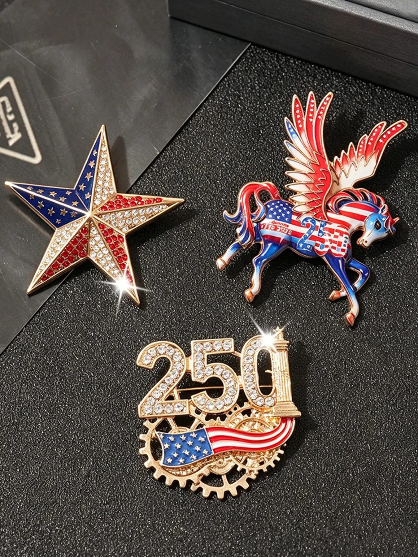 3-Piece Set American Independence Day Pin, Alloy Brooch Pin, Unisex Gift Idea, Perfect for Celebrating 250th Anniversary, Ideal Present for Men and Women