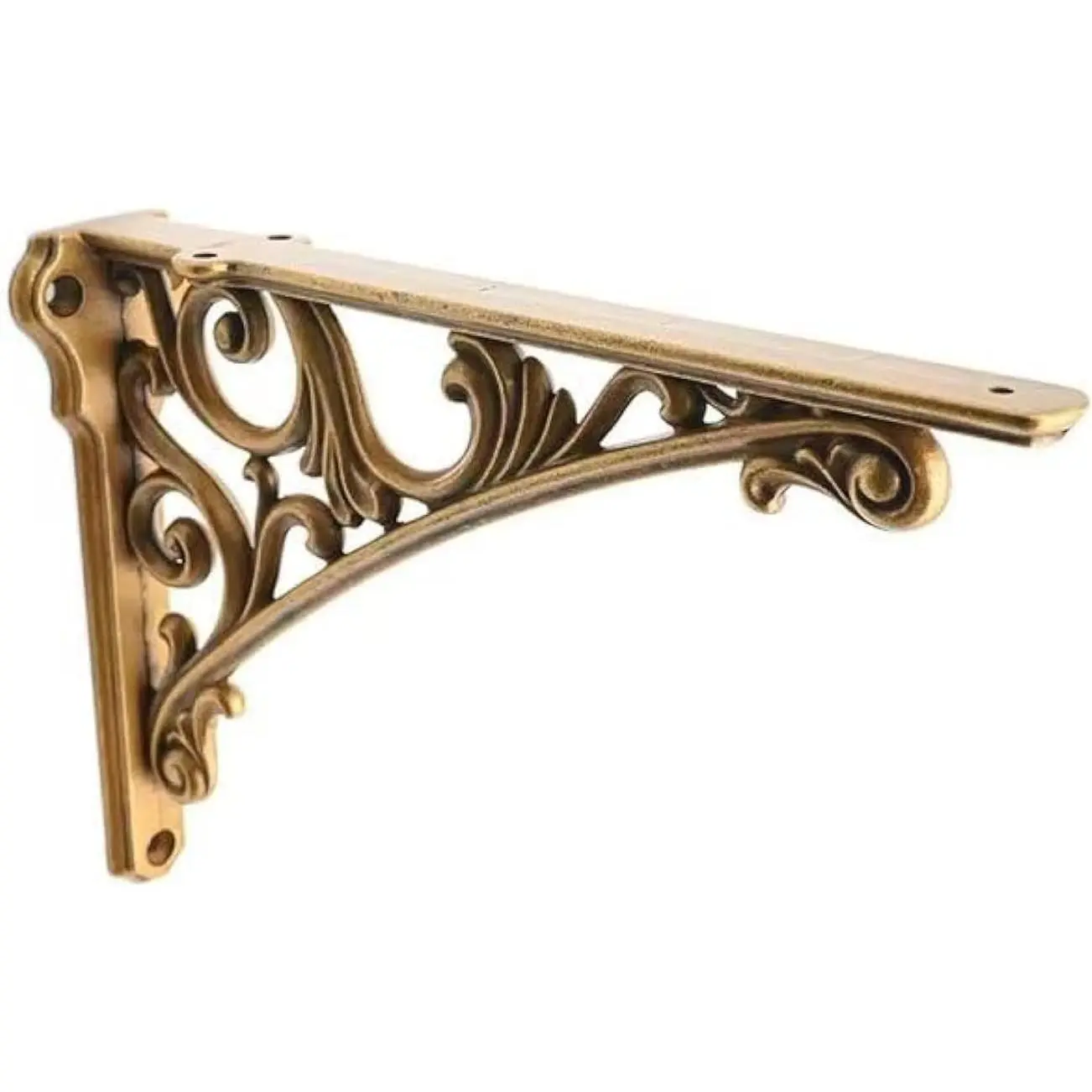 Metal 6-Inch Antique Brass Baroque Style Heavy-Duty Decorative Shelf Brackets, 4-Pack Vintage Shelf Holders with Hardware for DIY Shelving Projects (5.9x4.17x1.73")