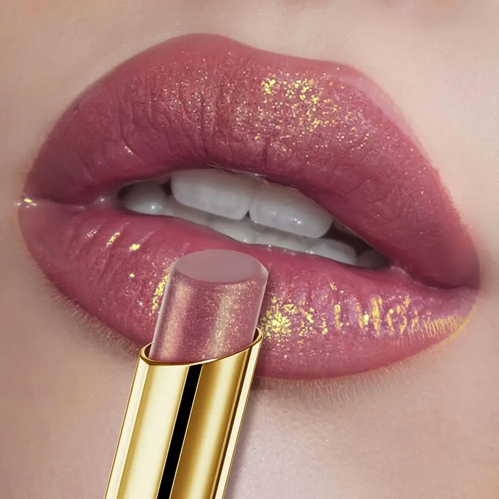 Huasurv Long-Lasting Shimmer Glossy Lip Balm, Glowy Lip, Waterproof Lipstick, Natural Finish, Perfect for Parties and Dates, Travel-Friendly Makeup