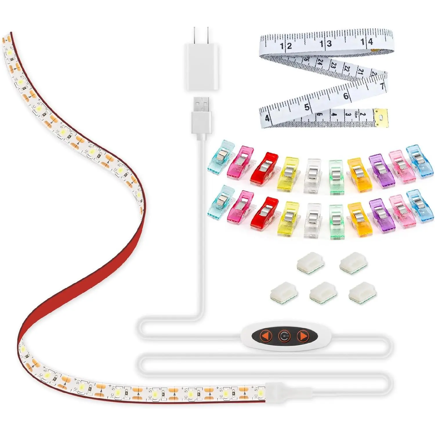 Sewing Machine Light Strip, 11.8in Adhesive LED Sewing Light Strip Multi Level Dimmable Decorative Light Strip, Attachable USB Sewing Lamp, 5.6ft Power Cord, Cold White Light