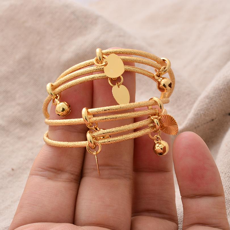 Ethiopian /Arab/African Lucky Bell Baby Kids Children Gold Color Birthday Bangle Bracelet Jewelry Gift