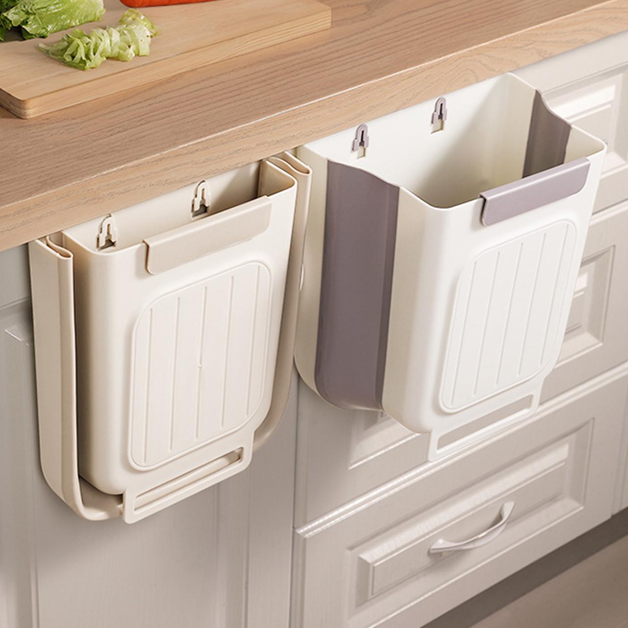Foldable Kitchen Trash Can, Hanging Cabinet Garbage Bin, Household Waste Bin, No Bending Required, Thickened Large Capacity, Home Use Storage Solution