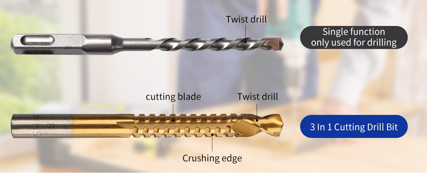 8 Pack Titanium Coated HSS Twist Drill Bits, 3-10mm Serrated Side Cutting Drill Bit Woodworking Tools for Plastic Metal Wood Hole