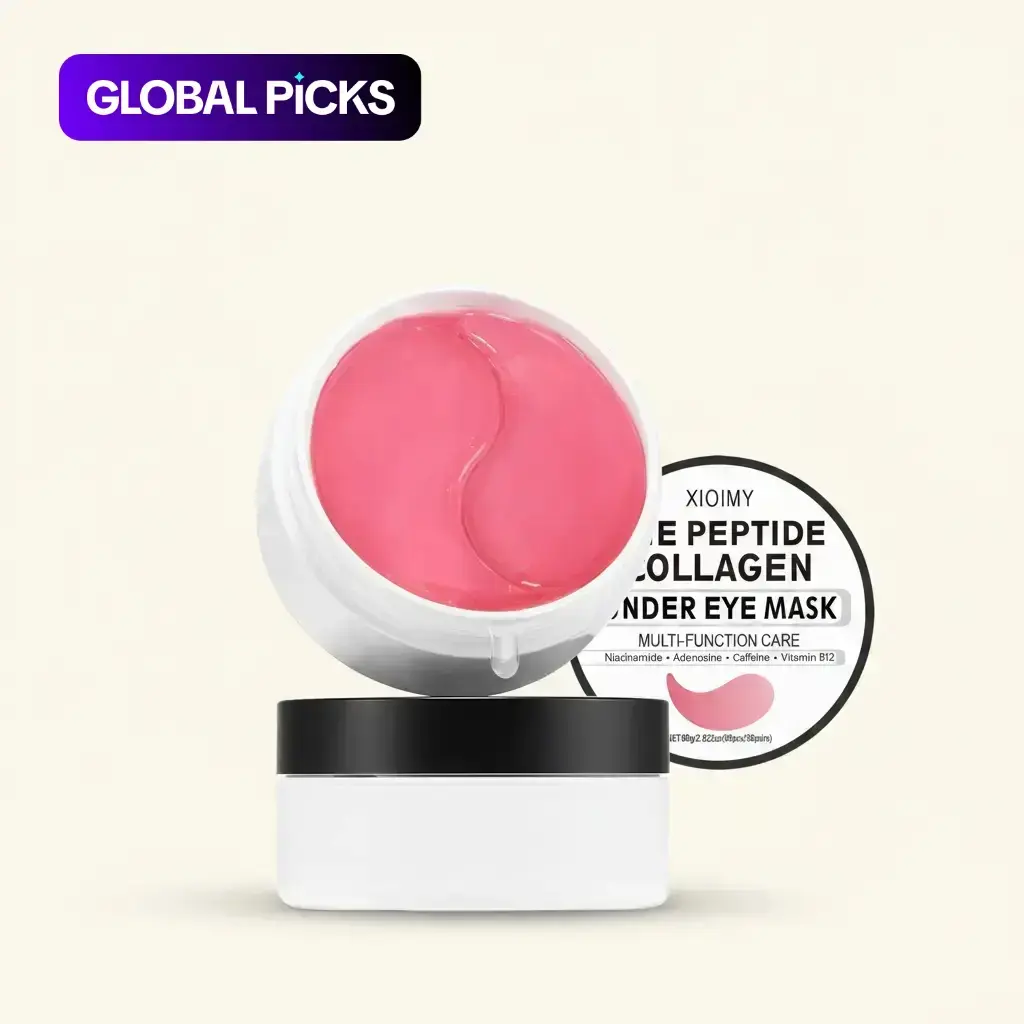 60 Pcs Collagen Hydrating Eye Patches with Niacinamide, Caffeine and Vitamin B12, Deep Hydration, Instant Lifting and Brightening Eye Treatment for All Skin Types #GLOBAL PICKS