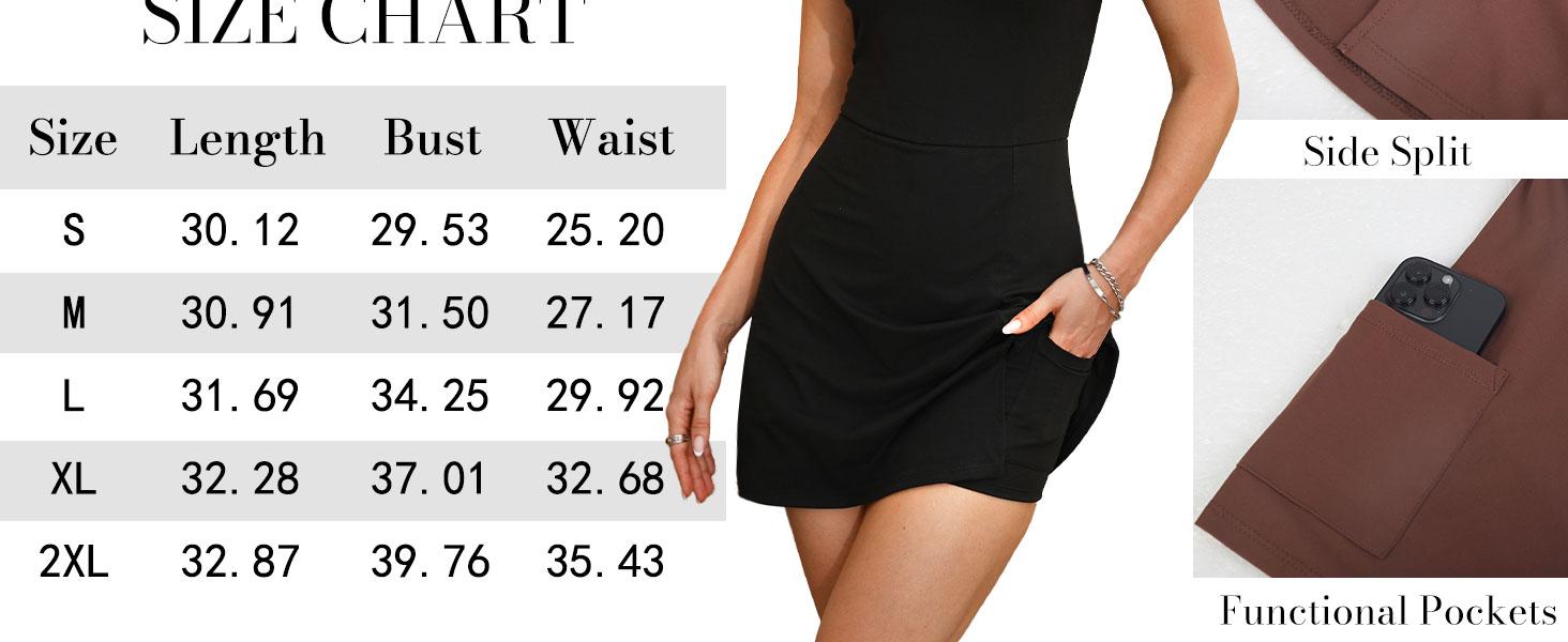 OFEEFAN Athletic Dress for Women Mini U Neck Sleeveless Built in Shorts with Pockets Tennis Golf Graduation