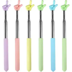 6PCS Pointer Finger Stick, Extendable Colorful Finger Pointer Stick, Mini Retractable Teacher Pointer for Presentation, Whiteboard, Blackboard, Classroom Supplies(5 Color)