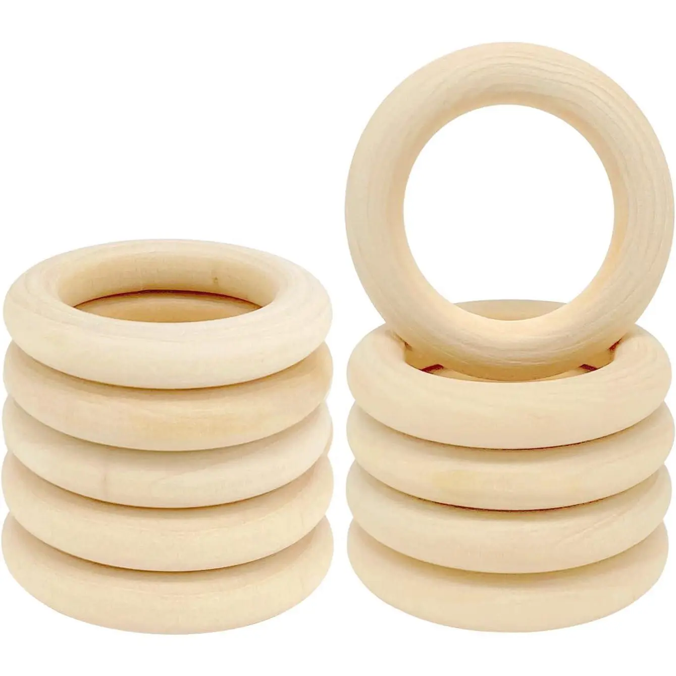 10 count  Wooden Rings for Crafts, Unfinished Wooden Rings for Macrame, DIY  Pendant Connectors 55mm/2.2inch