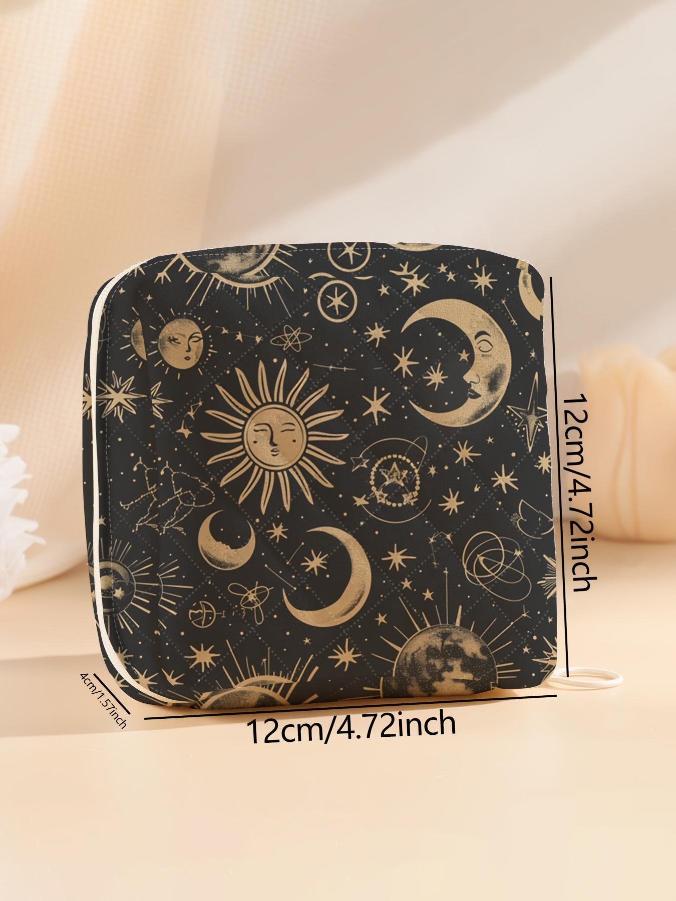 Moon & Star Pattern Portable Sanitary Napkin Storage Bag, Lightweight Tissue Bag for Women's Products, Travel Cosmetics Storage Bag, Travel Organizer Bag
