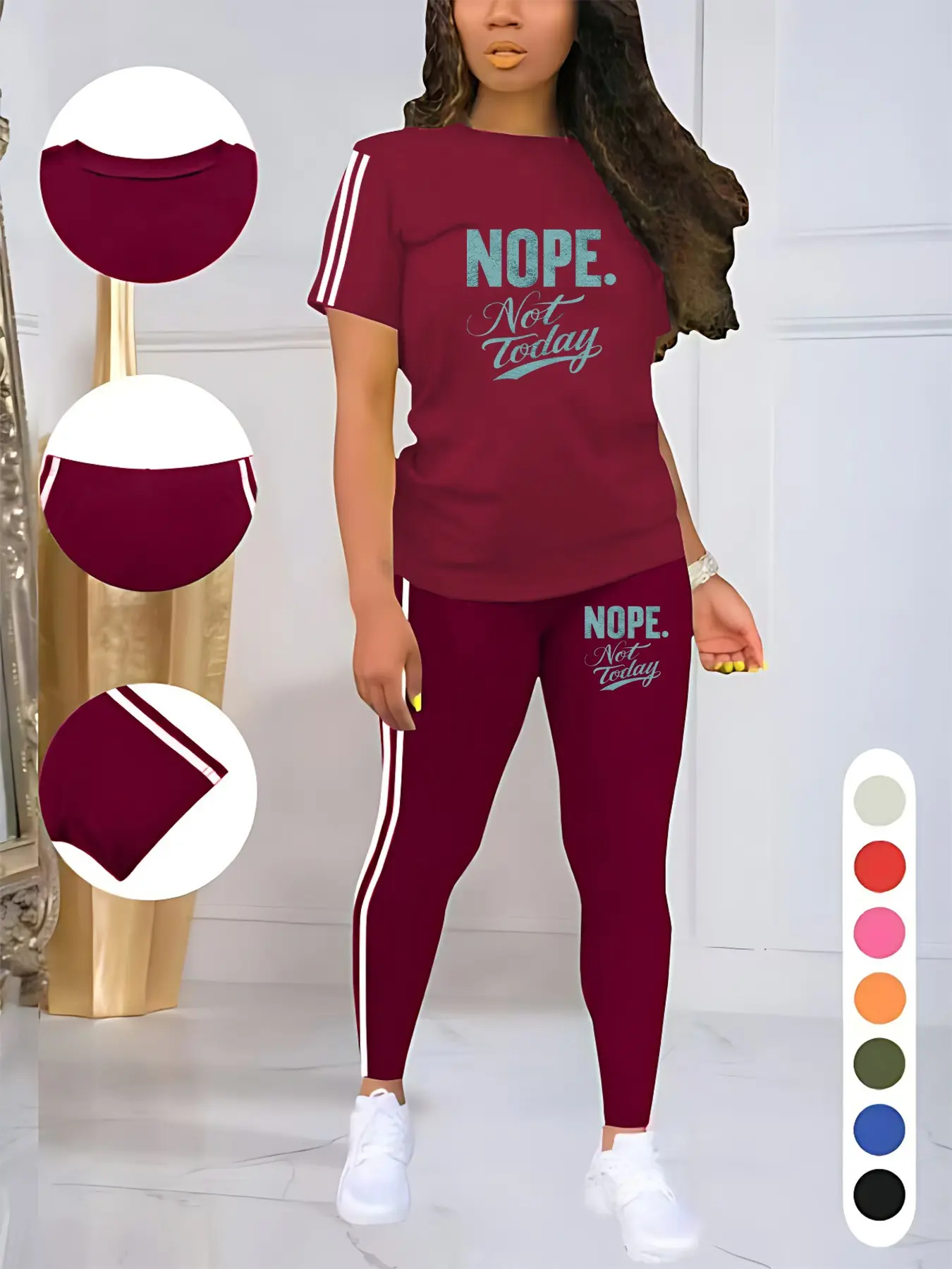 Letter Print Casual Sporty Round Neck Short Sleeve and Long Pants Set, Fitted Tee and Unlined Bottoms, Plain Surface Design, Casual Summer Tracksuit