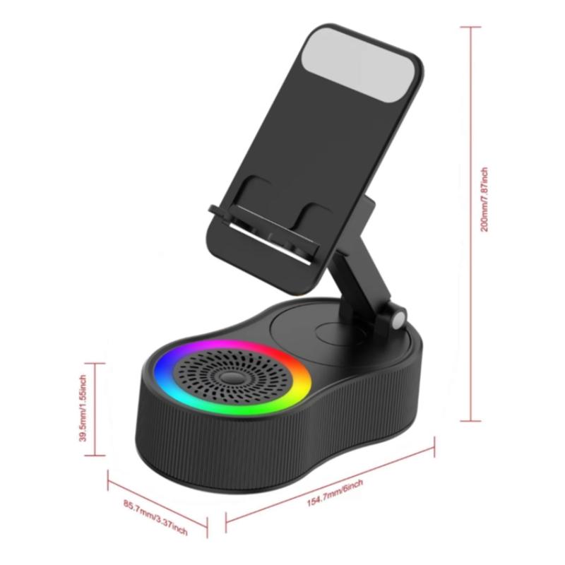 New Wireless  Audio Bluetooth Speaker5in1 Phone Holder, Emergency Rechargeable with Colorful Ambient LightFoldable for Tablet iPhone Android, Gifts forMen Women, Ideal surprising festival gift For Thanksgiving Day,Christmas,New Year,Birthday