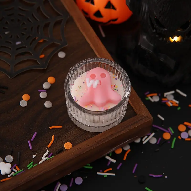 1pc Halloween Ghost Cup Candle, Scented Party Gift, Atmospheric Decoration, Funny Ghost Candle, Birthday/wedding/festival Souvenir