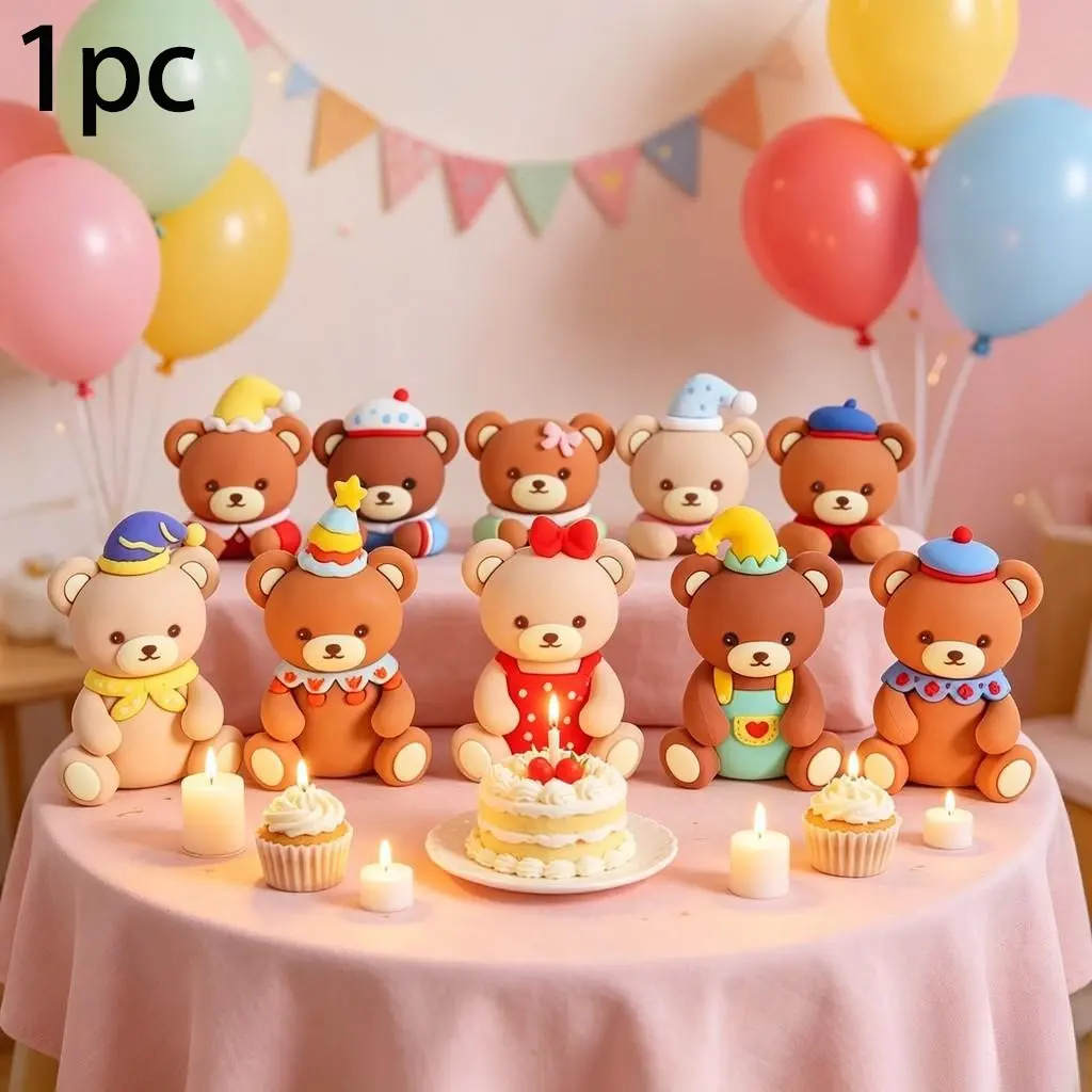 Cute Bear DIY Ornaments, 10 Unique Resin Bear Decorations, Perfect for Birthday Cake, Cake Decorating Supplies, Room Decoration, Party Supplies, Desk Display, Gift