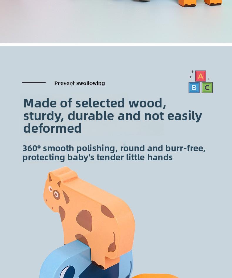 CPC Animal Stacking Blocks Wooden Balance Stacking Blocks Children's Early Education Educational Toys Building Blocks Toy
