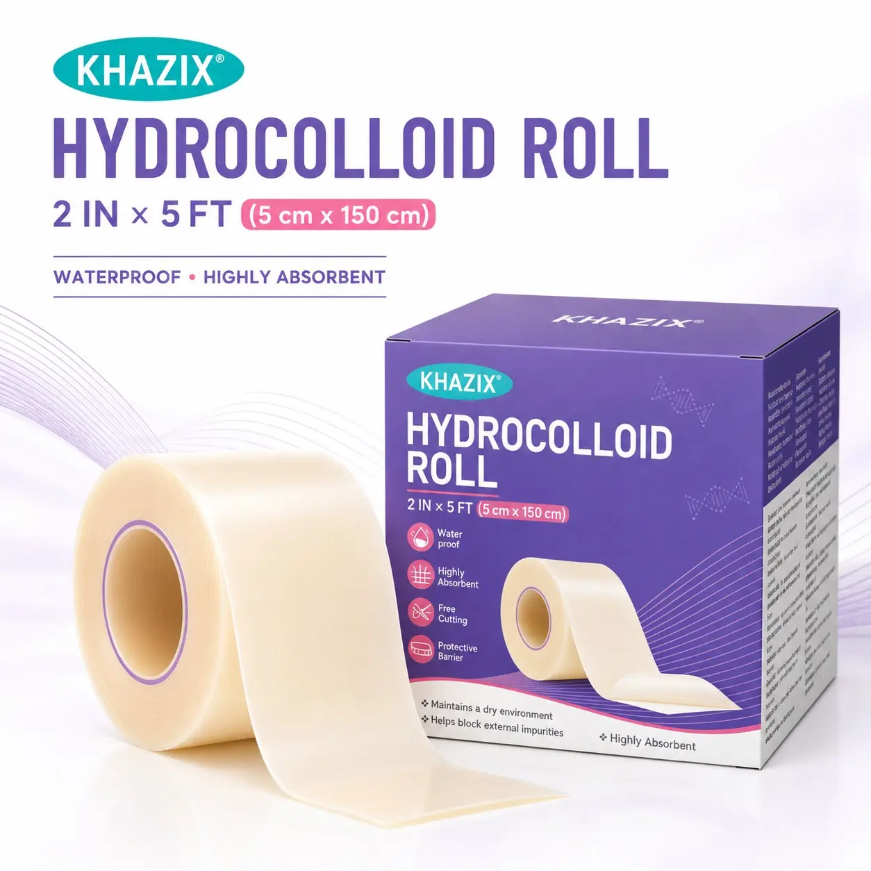 Hydrocolloid Dressing Roll, 5cm X 150cm Waterproof Blister Tape, Adhesive Skin Protection Patch for Heel, Finger, Acne, Friction, Shoe Rubbing, Scar Patches, Scar Tape Scars, Scar Solution