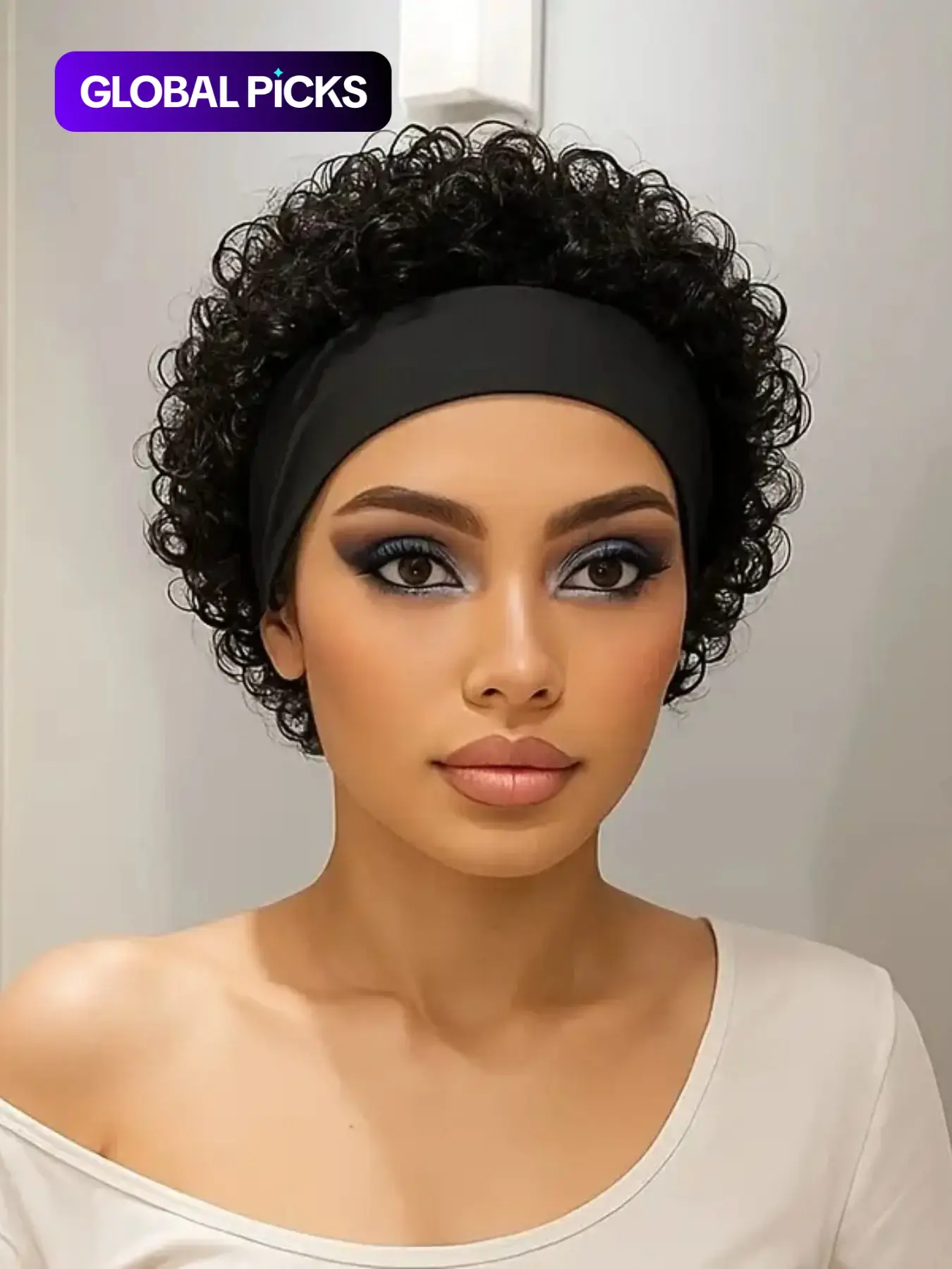 Women's Short Curly Hairband Wig, Human Hair, Suitable for Daily Wear, Perfect for Women, Easy to Use, Comfortable Fit, Curly Headband Wig