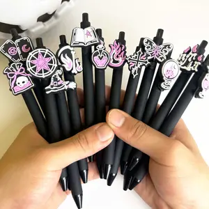 30/50-piece dark gothic witch-themed click ballpoint pens with black ink, suitable as small gifts for Halloween parties, student stationery, or daily office supplies. Pattern shipped randomly (15 pens with 15 refills / 25 pens with 25 refills)
