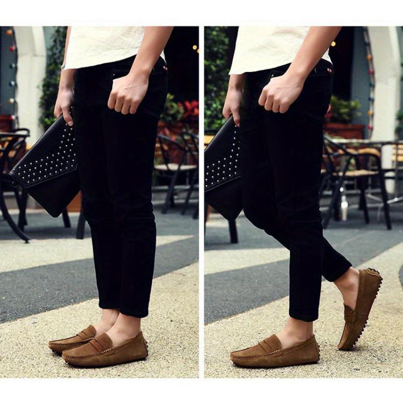 Comfy Men's Solid PU Leather Loafers, Casual Slip On Flat Shoes For Outdoor Footwear men's shoes