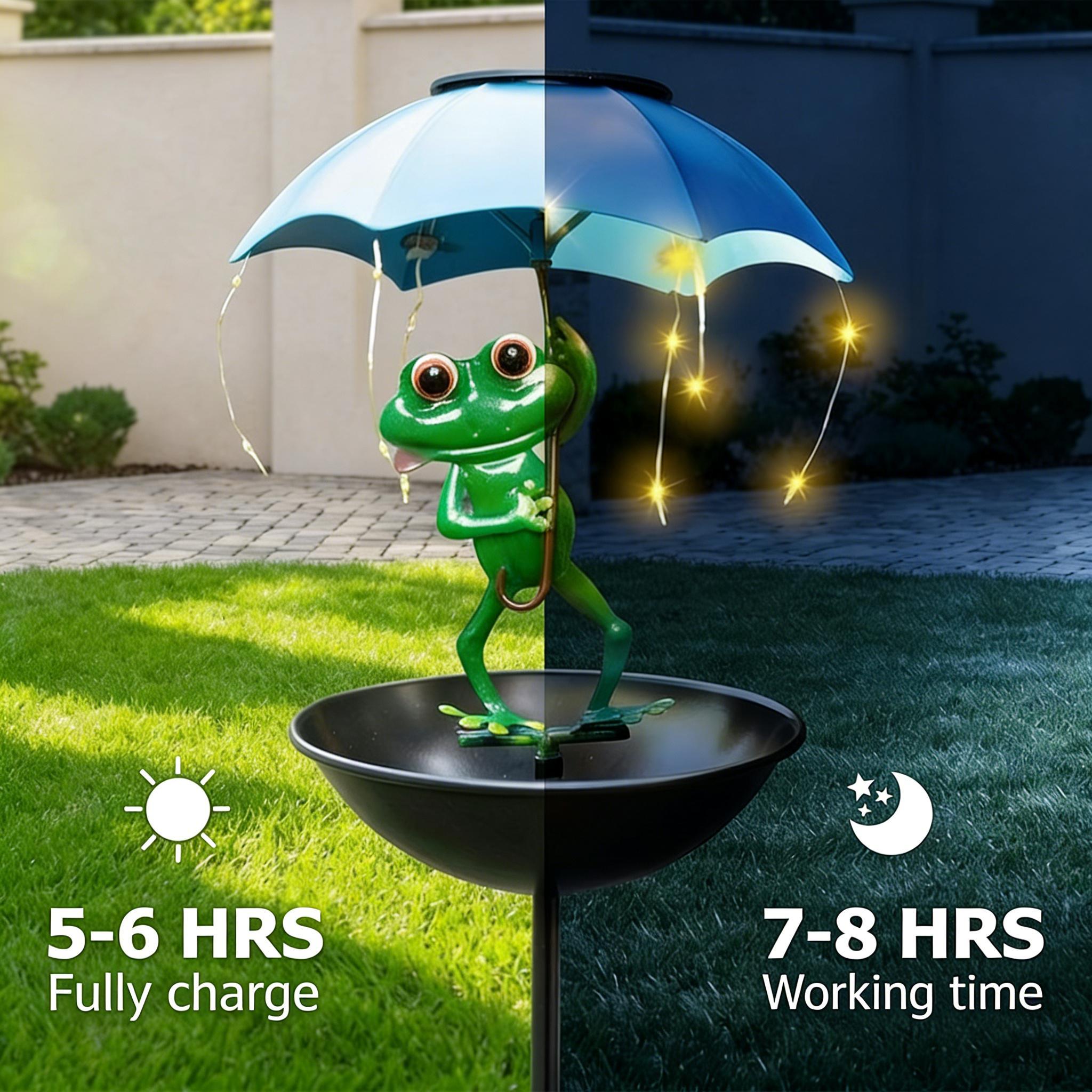 Outdoor Frog Statue Solar Light with LED String, Garden Bird Feeder & Hummingbird Feeder Lamp, Waterproof Decor for Aisle, Yard & Terrace