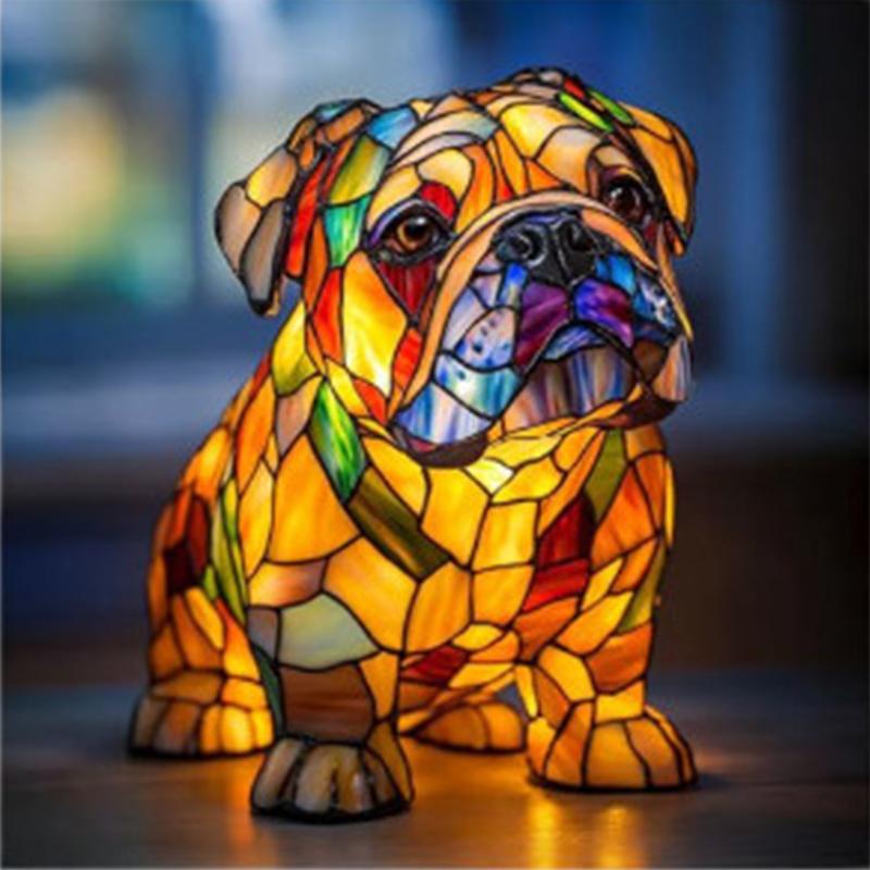 Cute Cat Pet Led Light Retro Cat Dyeing Resin Desktop Night Light Cat Light Colorful Glass Suitable For Animal Enthusiasts