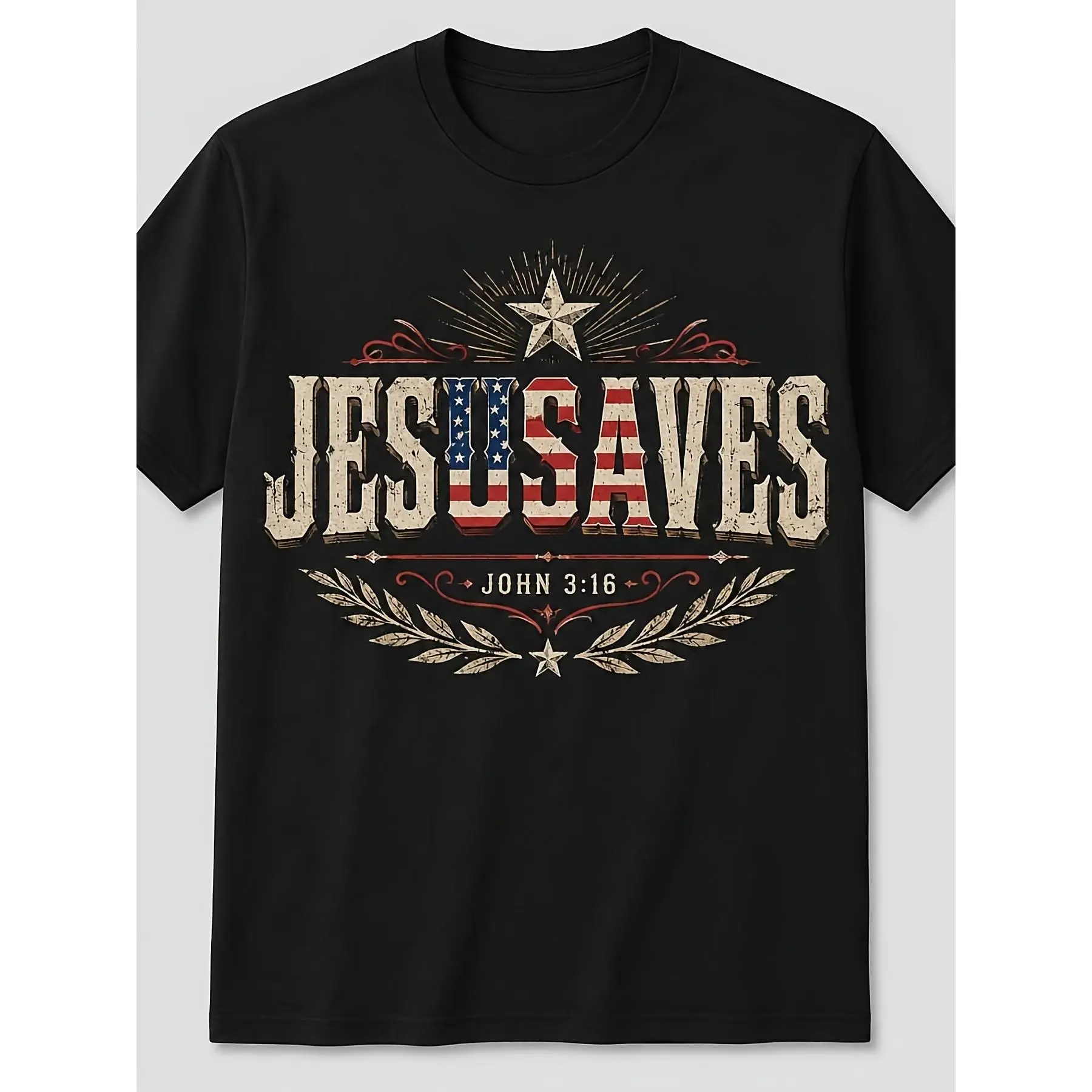 [100% Cotton] 100% Cotton  Saves Cross Subtle Christian Faith USA Flag T-Shirt Religious Christian Patriotic Tee Independence Day Inspired Gift Apparel Men'S And Women'S Universal T-Shirt for Fitness, Camping, Golf, Fishing, Independence Day Gift T-Shirt