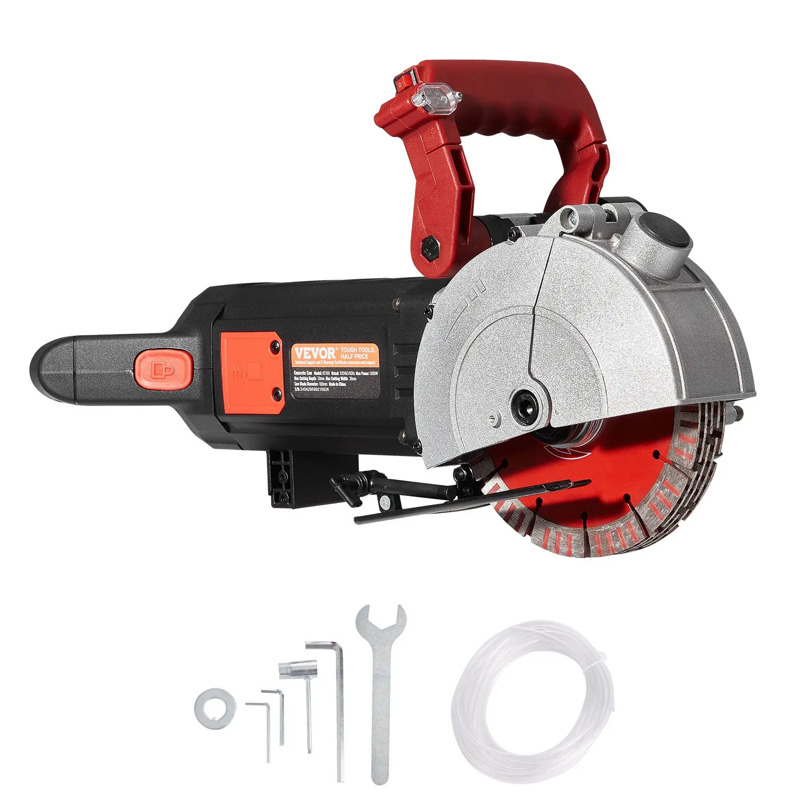 VEVOR Wall Chaser, 2500W 38mm/1.5" Cutting Width, Wall Groove Cutting Machine 52mm/2" Cutting Depth, Wall Slotting Machine With 5 Saw Blades 6.3" Diameter 6300r/Min, One-time Forming Dustless