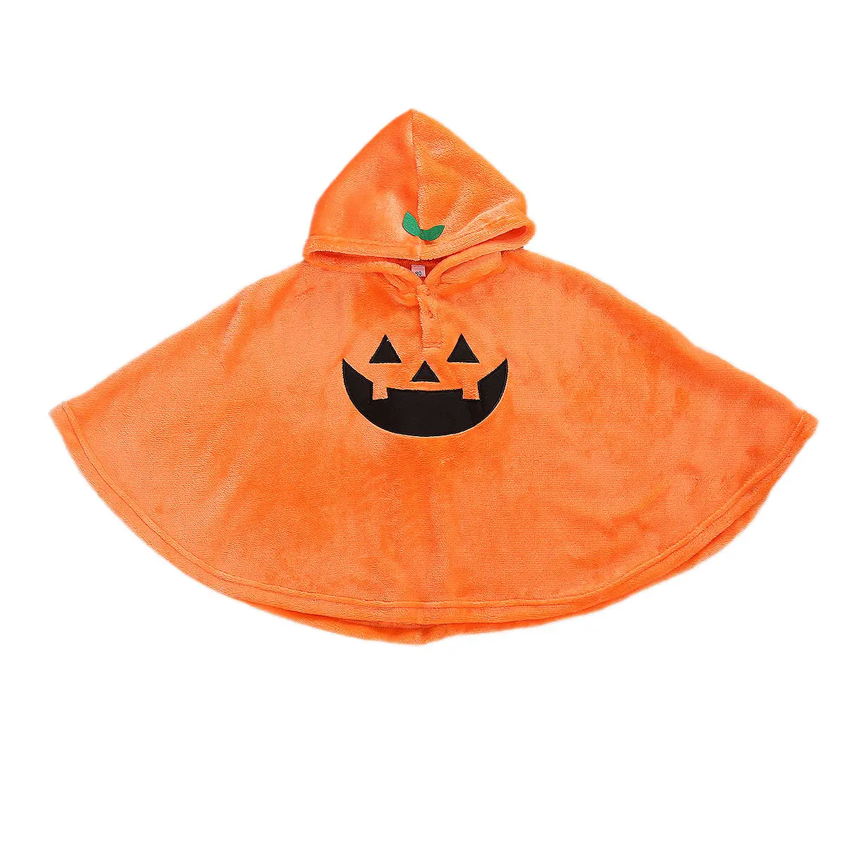 Little Kids Halloween Cloak Pumpkin Hoodie Button Patchwork Loose Sweater Warm Soft Cute Cartoon Costume
